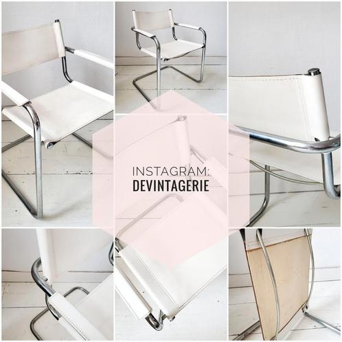 4x Mart Stam Breuer Bauhaus buisframe stoel wit leer, Huis en Inrichting, Stoelen, Zo goed als nieuw, Vier, Leer, Wit, Ophalen