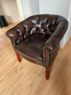 Chesterfield clubchair fauteuil in leder nieuwstaat, Ophalen, Zo goed als nieuw, Minder dan 75 cm, 50 tot 75 cm