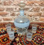 Antiek handgeschilderd karaf & borrelglaasjes, Antiek en Kunst, Antiek | Glas en Kristal, Ophalen of Verzenden