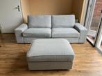 Bank IKEA KIVIK 3-zitsbank + poef (beige/grijs), Huis en Inrichting, Ophalen, Driepersoons, 75 tot 100 cm, Zo goed als nieuw
