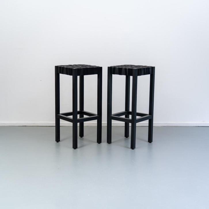 6 Gispen Berlage kruk Richard Hutten Zwart 76 x 33 x 33 cm, Huis en Inrichting, Barkrukken, Nieuw, 60 tot 90 cm, Hout, 5 krukken of meer