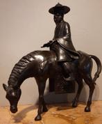 Antiek bronzen beeld van een Oosterse man op een muildier, Ophalen of Verzenden