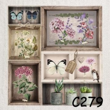 Servetten decoupage/bullet journal – letterbak vintage C279 beschikbaar voor biedingen