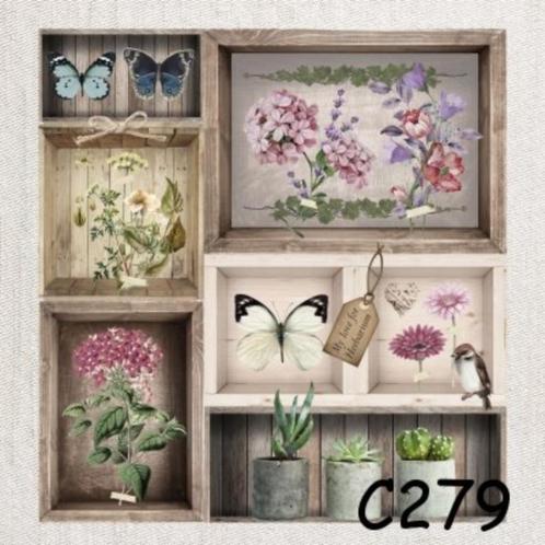 Servetten decoupage/bullet journal – letterbak vintage C279, Hobby en Vrije tijd, Knutselen, Nieuw, Materiaal, Verzenden