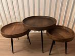 Mangohouten tafelset, Huis en Inrichting, Minder dan 55 cm, Mangohout, industrieel, Rond, Zo goed als nieuw