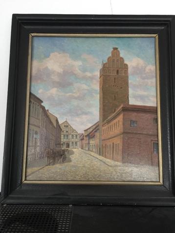 Fraai schilderij begin 20ste eeuw, buitenmaat 49 cm x 45 cm beschikbaar voor biedingen