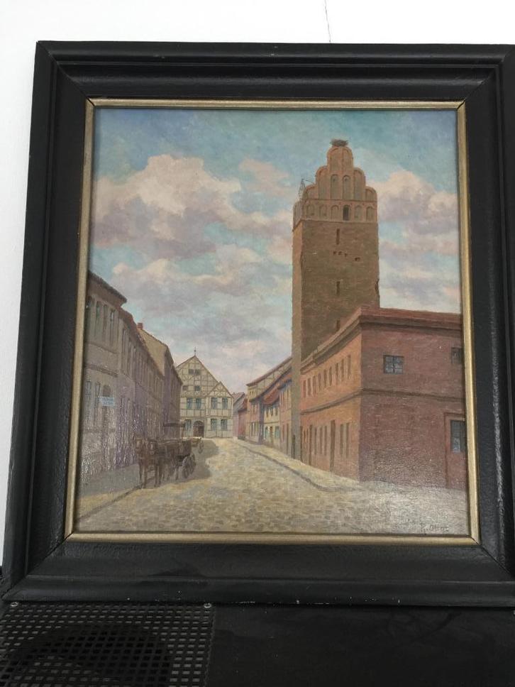 Fraai schilderij begin 20ste eeuw, buitenmaat 49 cm x 45 cm, Antiek en Kunst, Kunst | Schilderijen | Klassiek, Ophalen