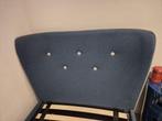 Blauw eenpersoons bed met stoffen bekleding, Ophalen, 90 cm, Eenpersoons, Blauw
