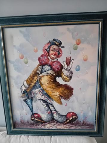 Schilderij: Clown met paraplu beschikbaar voor biedingen