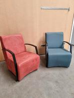 Twee prachtige fauteuils, suède en leer bekleed, Huis en Inrichting, Fauteuils, Ophalen