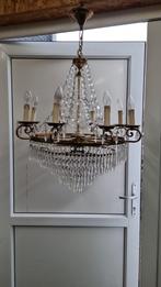 Kristallen kroonluchter 7-arms, kaarslampen, Ø60cm, Huis en Inrichting, Ophalen, Gebruikt, Klassiek, Onbekend