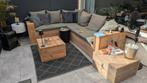 Loungebank met 2 tafels van Steigerhout, Tuin en Terras, Tuinsets en Loungesets, Ophalen, 5 zitplaatsen, Gebruikt, Bank