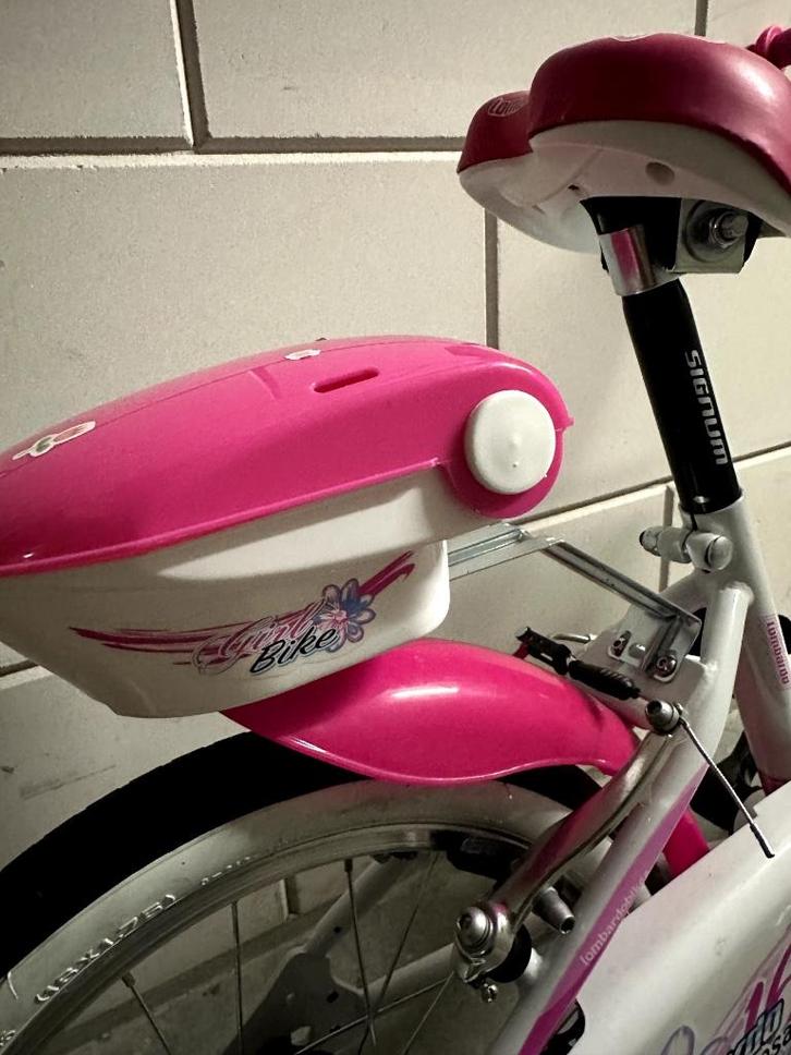 Lombardo Mariposa 16 Inch 23 cm Meisjes V-Brakes Wit/Roze, Fietsen en Brommers, Fietsen | Meisjes, Zo goed als nieuw, 16 inch