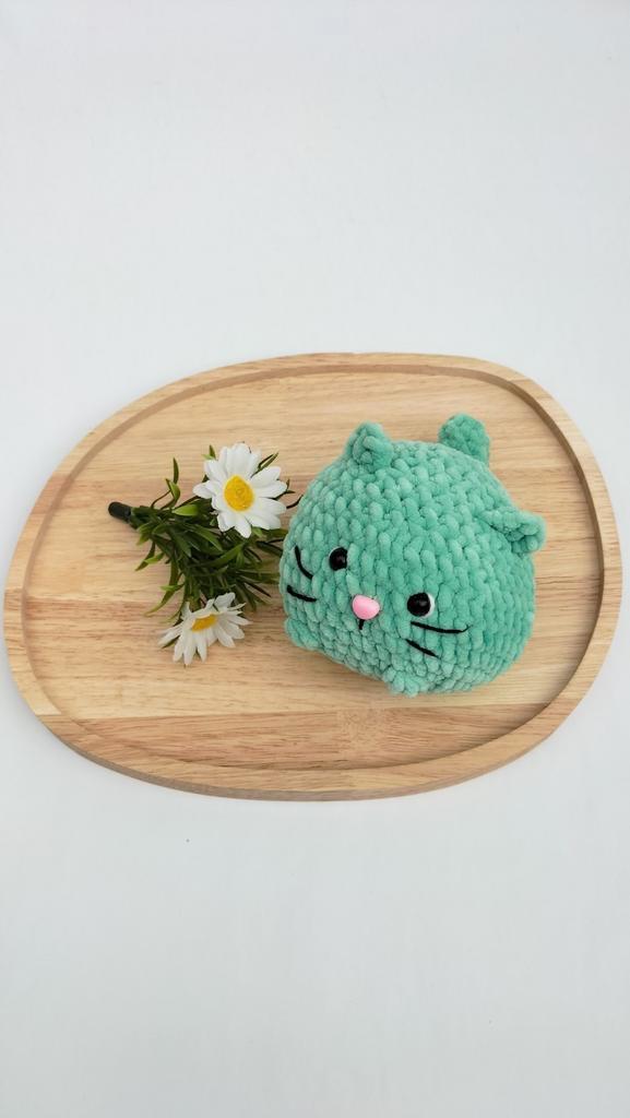 Gloednieuw gehaakte superzachte kat mint handmade, Kinderen en Baby's, Speelgoed | Knuffels en Pluche, Nieuw, Overige typen, Ophalen of Verzenden