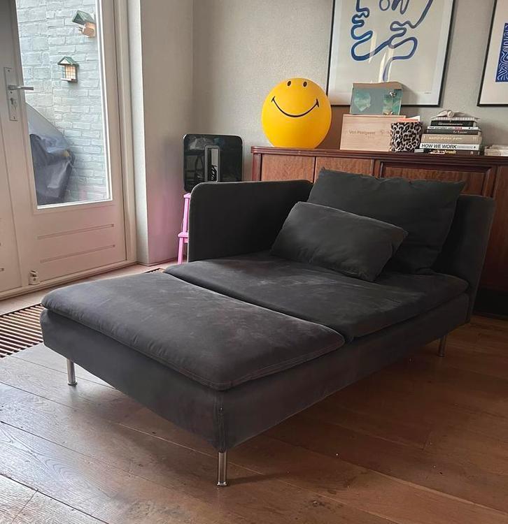 IKEA SÖDERHAMN Chaise Longue met armleuning – Donkergrijs, Huis en Inrichting, Banken | Sofa's en Chaises Longues, Zo goed als nieuw