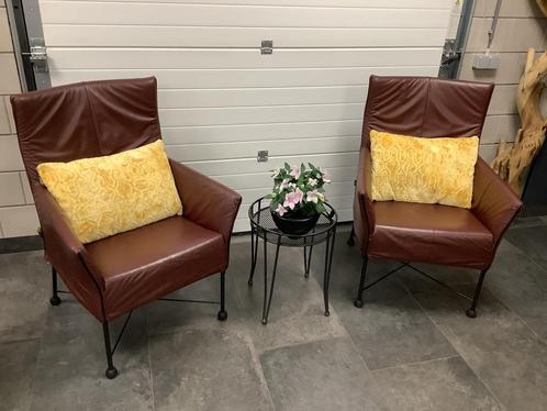 2 Prachtige Charly van Montis fauteuils . Cognac kleur ., Huis en Inrichting, Fauteuils, Zo goed als nieuw, Metaal, 50 tot 75 cm