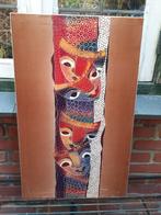 Indonesië Batik-Schilderij "De Maskers" Gesigneerd, Antiek en Kunst, Ophalen of Verzenden