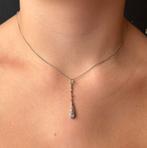 Art Deco diamanten 14k gouden bicolor hanger ketting dames, Sieraden, Tassen en Uiterlijk, Antieke sieraden, Verzenden, Goud, Ketting