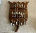 Eikenhouten Lepelrekje met 12 Lepeltjes, Antiek en Kunst, Antiek | Bestek, Ophalen of Verzenden