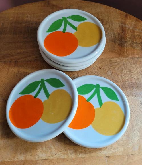 6 vintage onderzetters porselein / glasonderzetters, Huis en Inrichting, Woonaccessoires | Onderzetters, Gebruikt, Glas of Kopje