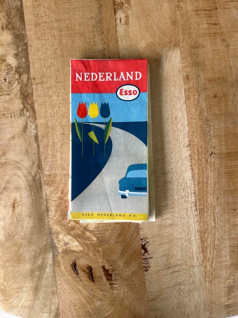 Vintage Esso Nederland Kaart, Gelezen, Ophalen of Verzenden, Landkaart, 1800 tot 2000