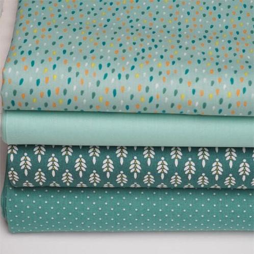 6108) 4 stukkenx70x50cm stoffenpakketten groen, Hobby en Vrije tijd, Stoffen en Lappen, Nieuw, Katoen, 120 cm of meer, 30 tot 200 cm