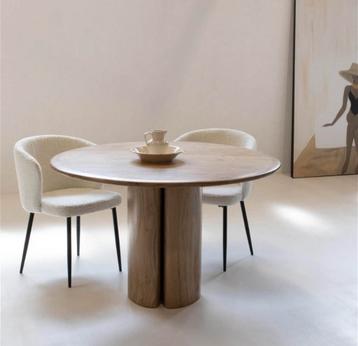 Mooie ronde eettafel 100% acaciahout – zo goed als nieuw! beschikbaar voor biedingen