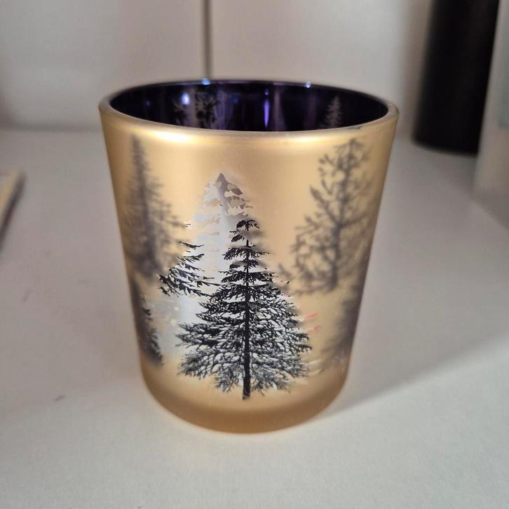 Sfeervolle Kandelaar met Winterse Print, Huis en Inrichting, Woonaccessoires | Kandelaars en Kaarsen, Zo goed als nieuw, Kandelaar