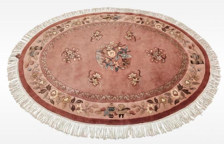 Handmade Aubusson China roses oud roze ovaal wol 172x242cm, Huis en Inrichting, Stoffering | Tapijten en Kleden, Nieuw, 150 tot 200 cm