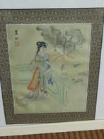 Indonesisch schilderij - chinese vrouw - op zijde, Antiek en Kunst, Kunst | Niet-Westerse kunst, Ophalen