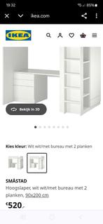 Ikea smastad hoogslaper wit met bureau en z.g.a.n. matras., Huis en Inrichting, Slaapkamer | Stapelbedden en Hoogslapers, Ophalen