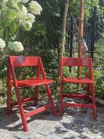 Flair Plaisir vintage rode klapstoelen / tuinstoelen (4x), Ophalen of Verzenden, Gebruikt, Plastic, Inklapbaar