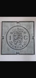Metalen decoratie gulden munt - 72x72 cm, Ophalen, Zo goed als nieuw