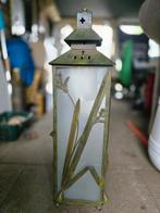 Grote Windlicht Kaars 75cm - IJzer & Glas, Antiek en Kunst, Antiek | Lampen, Ophalen of Verzenden