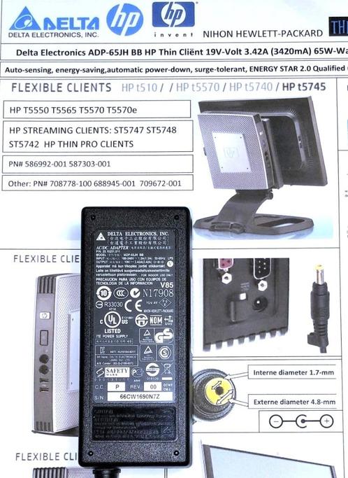 HP ADP-65JH BB 587303-001 19V 3.42A 65W Adapter 586992-001, Computers en Software, Pc- en Netwerkkabels, Nieuw, Ophalen of Verzenden