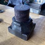 Oude houten poer incl kaars., Ophalen of Verzenden