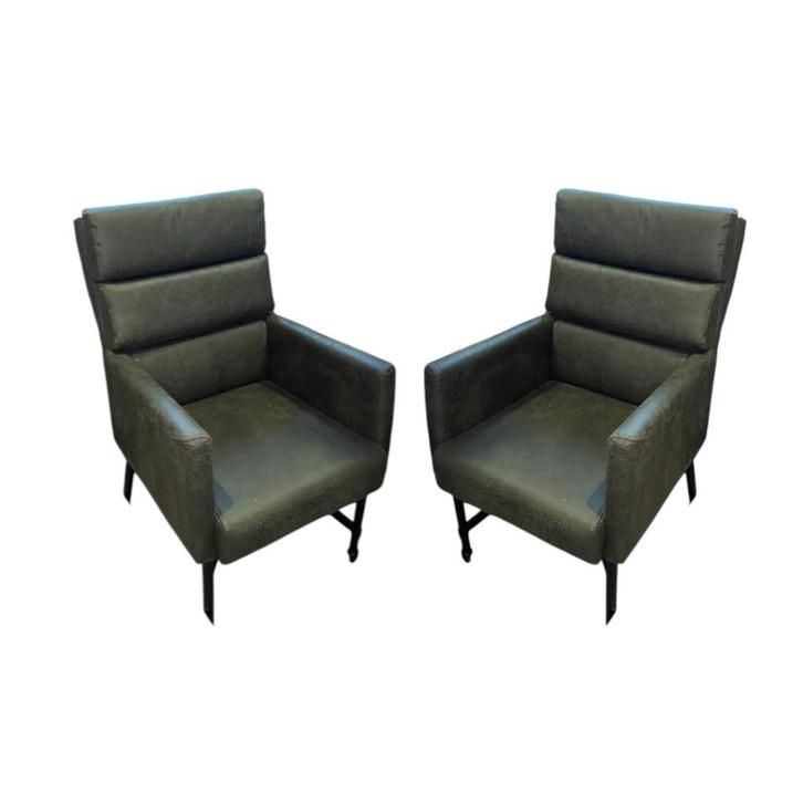 Eetkamerstoel 273 set van 2, Huis en Inrichting, Stoelen, Zo goed als nieuw, Twee, Leer, Metaal, Overige kleuren, Ophalen
