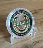 Lucky Poker munt/guard goud vergulde munt +standaard, Ophalen of Verzenden, Zuid-Amerika, Losse munt, Goud