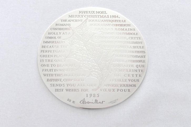 Christofle Kerstmis Gedenkplak 1984, Antiek en Kunst, Antiek | Goud en Zilver, Zilver, Verzenden