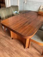 Vintage houten eettafel met stoelen, Ophalen, 50 tot 100 cm, 150 tot 200 cm, Vier personen