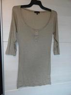 Beige taupe lange top basic tuniek model polo 3/4 Dictionary, Verzenden, Beige, Maat 42/44 (L), Nieuw