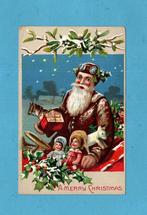 Sublieme oude kerstkaart N701 - Santa met popjes uit ca 1910, Verzamelen, Verzenden, Voor 1920, Ongelopen, Kinderen
