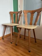 Set van 2 Retro Caféstoelen Jaren 50, Huis en Inrichting, Stoelen, Ophalen, Gebruikt, Twee, Bruin