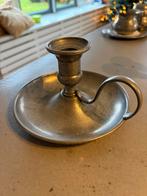 Antieke Tinnen Kandelaar met Handvat, Antiek en Kunst, Ophalen of Verzenden, Overige materialen
