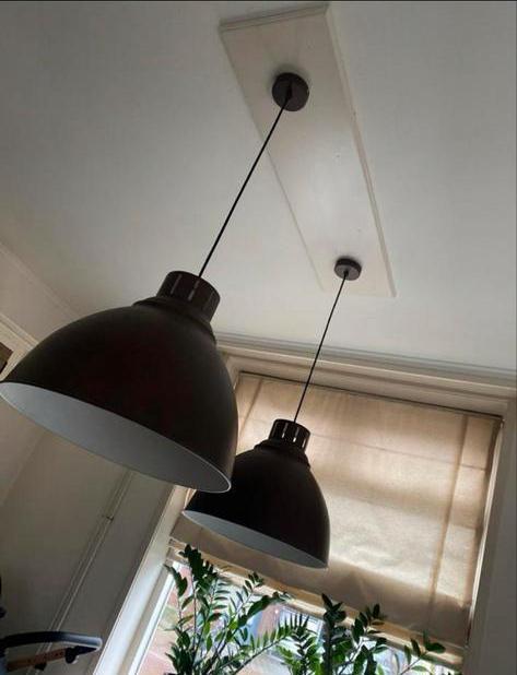 2x Hanglamp Bruin 45 cm, Huis en Inrichting, Lampen | Hanglampen, Zo goed als nieuw, Minder dan 50 cm, Ophalen