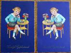 2 Schaduw kinderkaarten Hartelijk Gefeliciteerd, Ophalen of Verzenden, 1920 tot 1940, Gelopen, Overige thema's