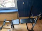 Fitness bench + halterschijven 70KG & barbel, Sport en Fitness, Krachtstation, Metaal, Ophalen