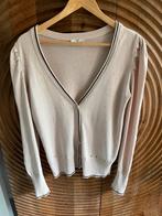 Lichte roze cardigan met zwarte bies – maat L, Maat 42/44 (L), Ophalen of Verzenden, Zo goed als nieuw, Roze