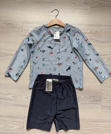 H&M UV-kleding (shirt + broek) maat 98/104, blauw beschikbaar voor biedingen
