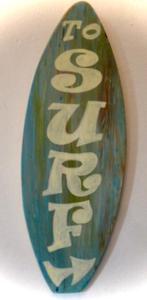 Vintage handgeschilderd surf bord/beach/jongenskamer/decor, Huis en Inrichting, Woonaccessoires | Wanddecoraties, Nieuw, Ophalen of Verzenden
